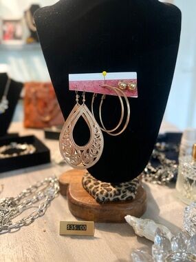 CCM Gold Filigree Teardrop Earrings with Matching Hoops